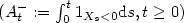 $(A_t^{-}:= \int_0^t 1_{X_s < 0}{\rm d}s, t\geq 0)$